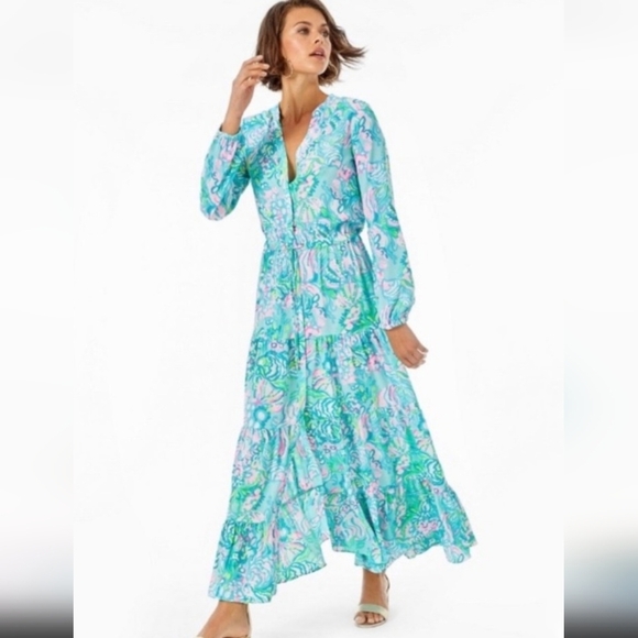 Lilly Pulitzer Dresses & Skirts - Lily Pulitzer Cori Maxi Dress Floral Multicolor Sz 8